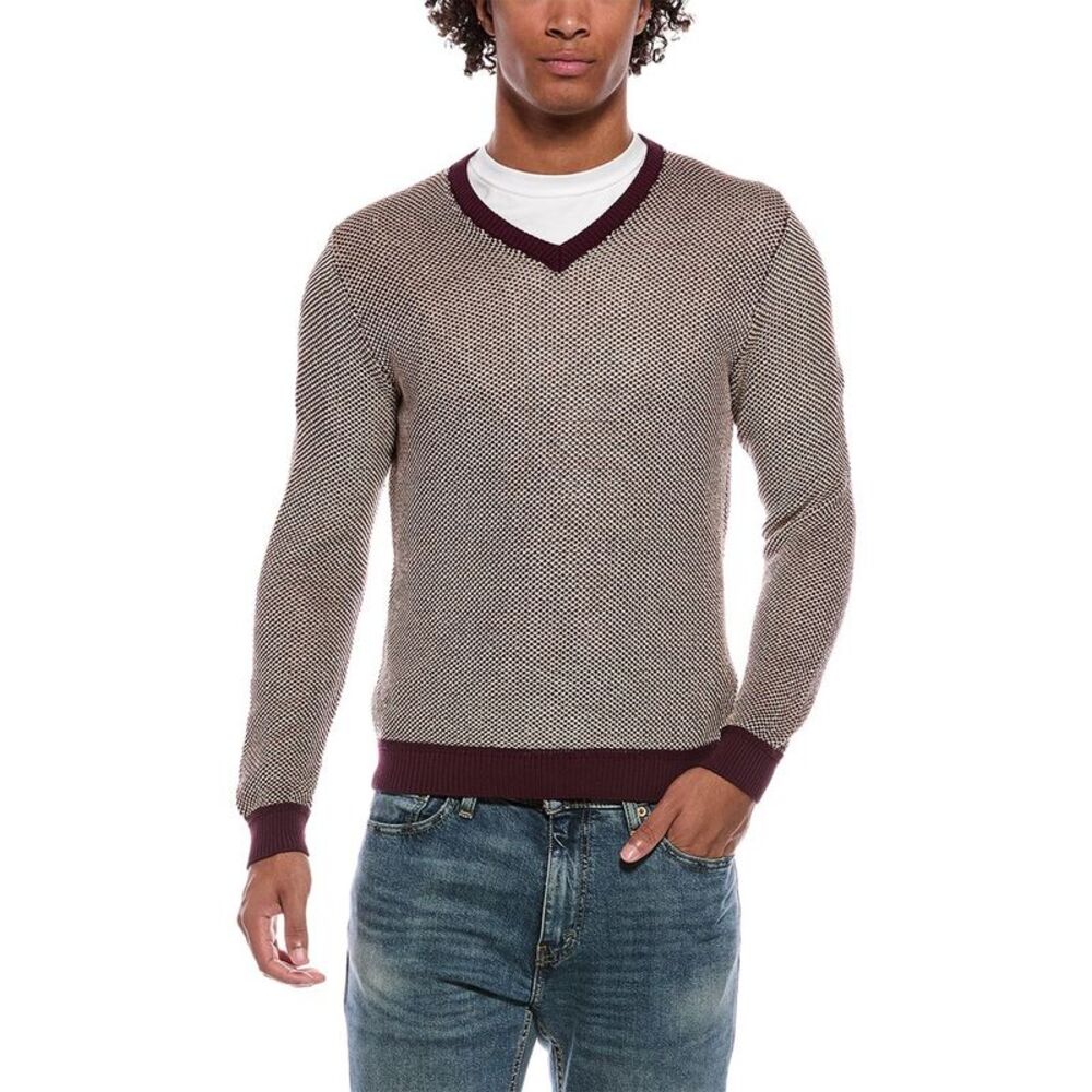 Slowear Mens  Linen-Blend V-Neck Sweater, Tan